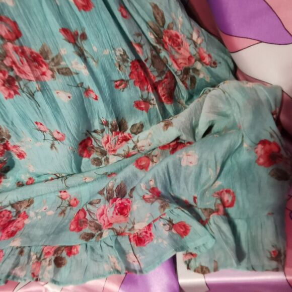 Cecil McBee Maxi Dress Size Small Floral Green Rose Gyaru Y2K Harajuku Kawaii S - Picture 9 of 13